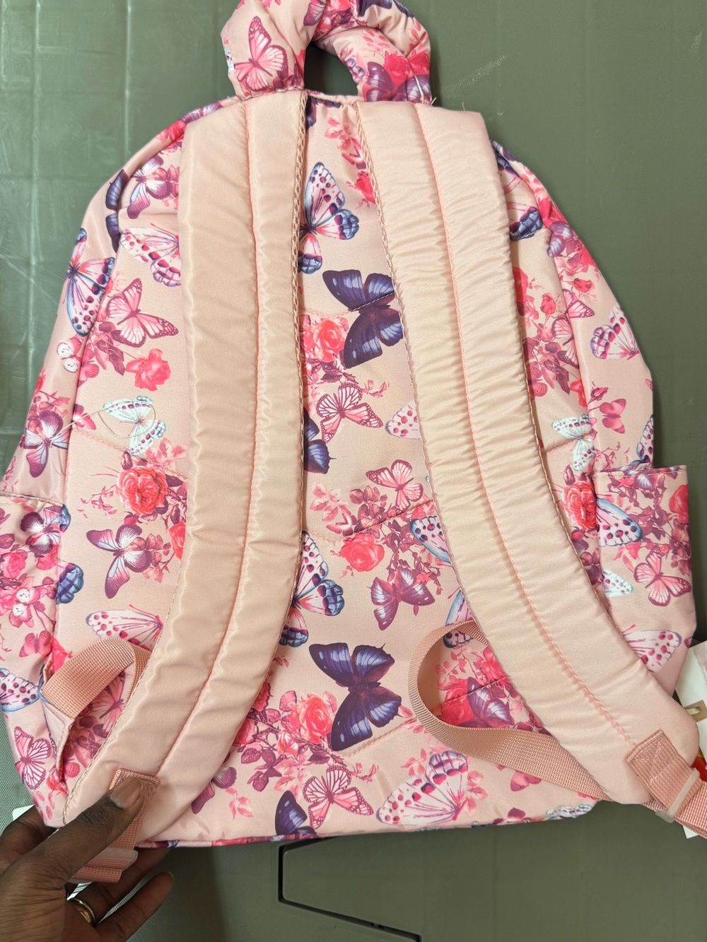 Pink Butterfly Print Backpack - Picture 2 of 3